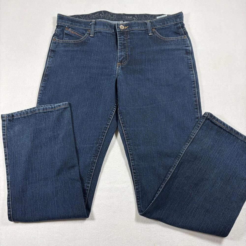 Wrangler Q-Baby Womens Jeans Size 15/16x34 Blue Denim Mid Rise Stretch Bootcut - Picture 2 of 13